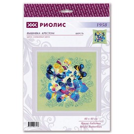 "Риолис" 1958 Набор для вышивания "Панно/подушка Яркие бабочки" 40*40 см