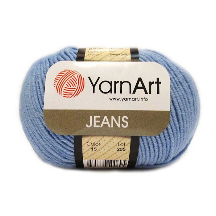 Пряжа YarnArt "JEANS" 15 т.голубой 55% хлопок, 45% полиакрил.160 м 50 г